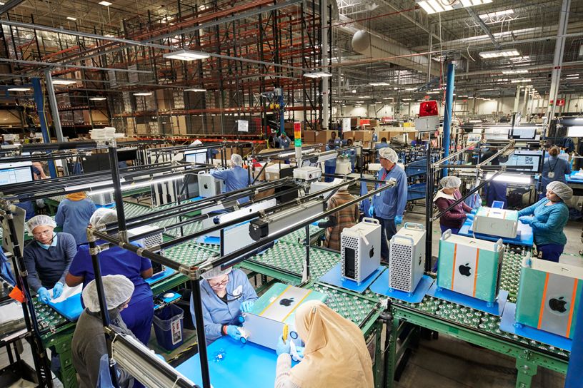 el Mac Pro está diseñado y fabricado en California, y ensamblado en Austin, Texas, en una instalación que emplea a más de 500 personas.