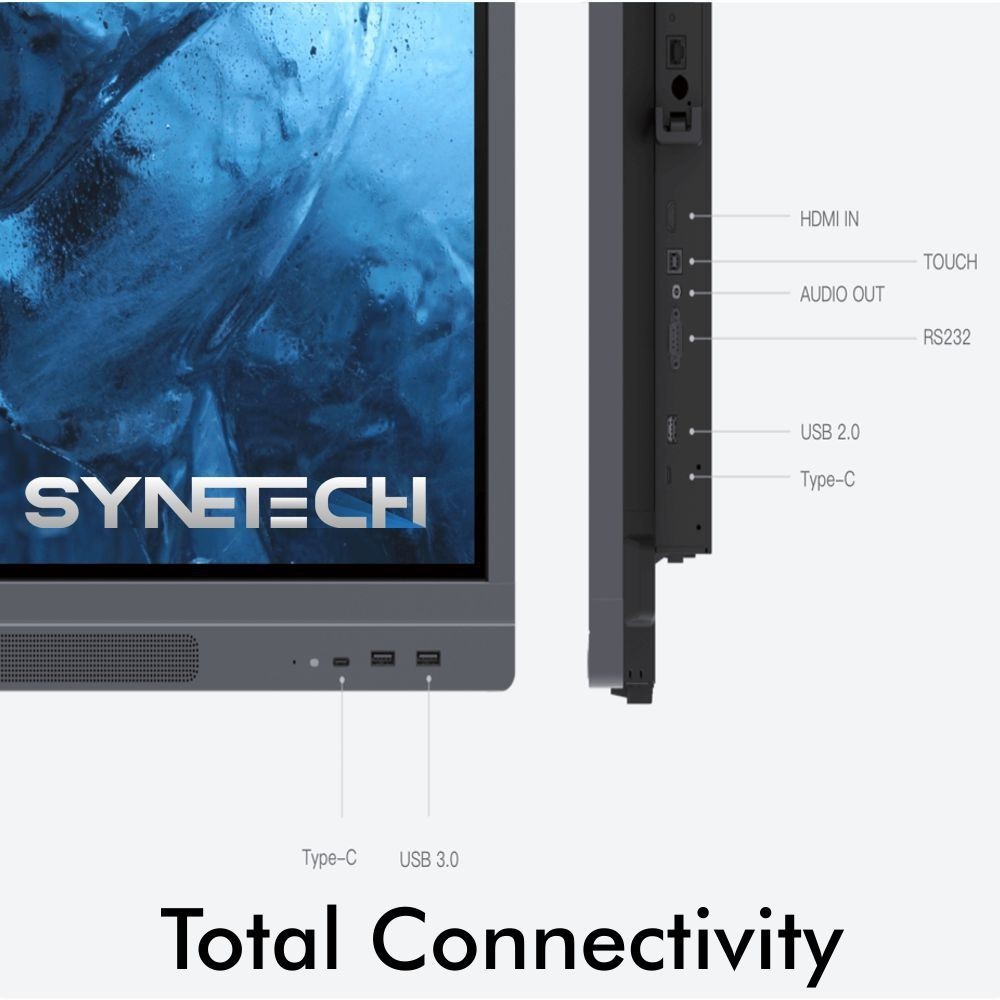 Pantalla Interactiva multitáctil 4K SyneTech Cesy 450cd/m2 1200:1 Dureza 7H 2x16W Android 11 4GB/ 32GB 40 puntos